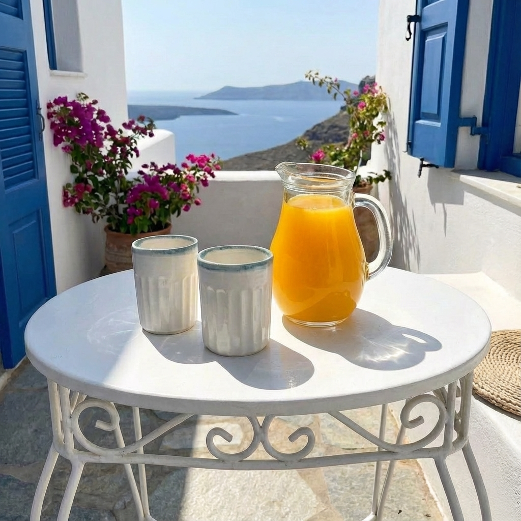 Glass Pitcher with Fresh Orange Juice