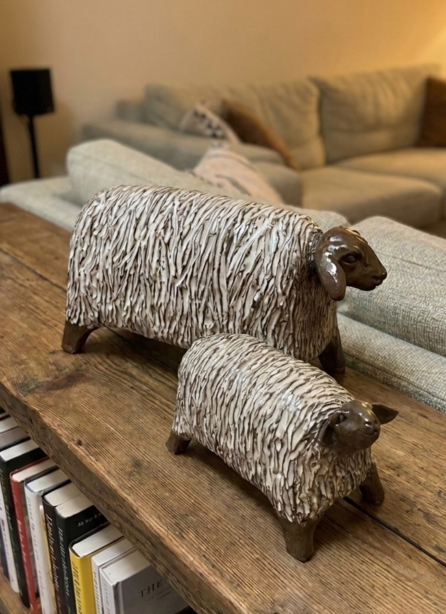 Ceramic Sheep Figurine Set