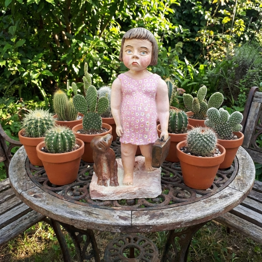 Decorative Girl Statue with Dog