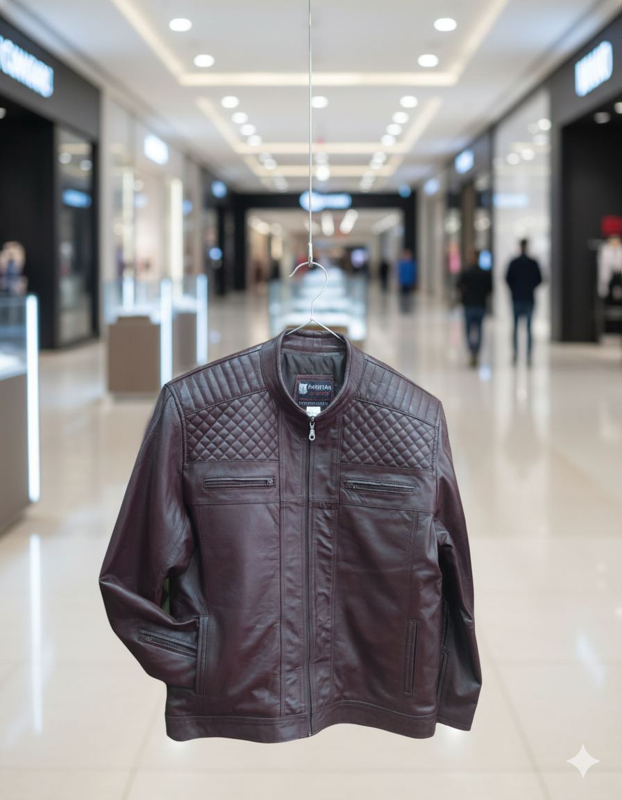 Men's brown leather jacket