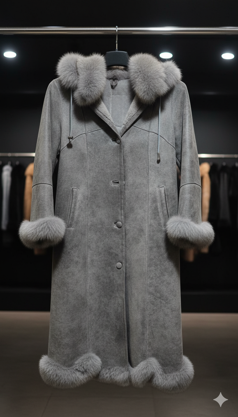 Luxury Gray Fur-Long Coat