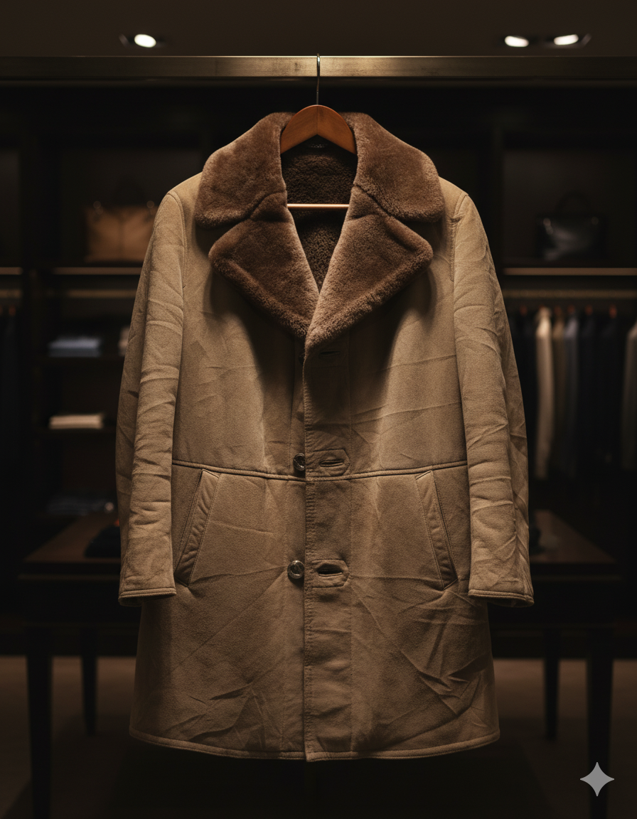 Beige Winter Coat with Faux Fur Collar