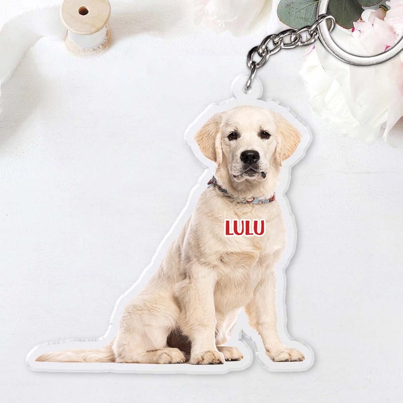 Personalized Pet Keychain, Custom Dog Keychain, Acrylic Dog Cat Keychain, Memorial Birthday Gift, Gift For Pet Mom And Dad