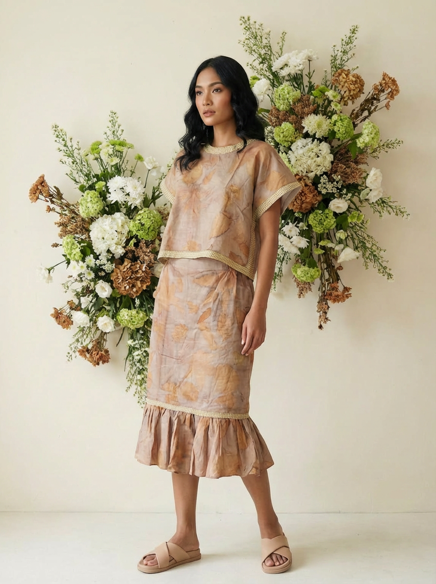 Set Rok dan Atasan ecoprint