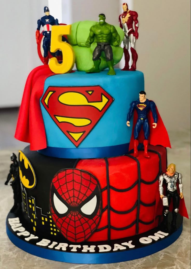 Superheroes Themed Birthday Cake