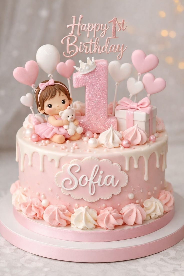 1st Birthday Pink Princess Cake