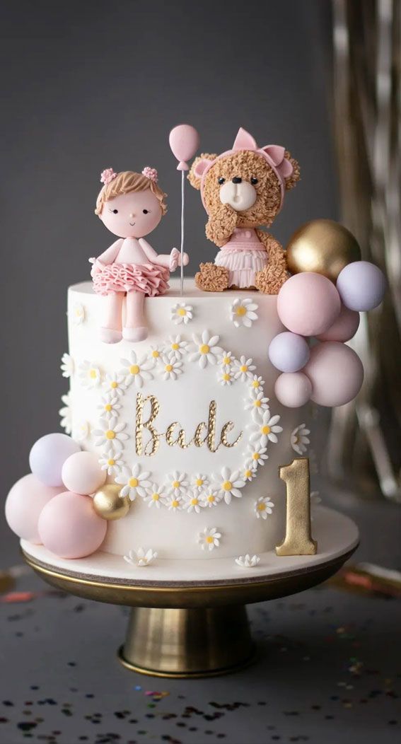 Teddy & Girl Birthday Cake