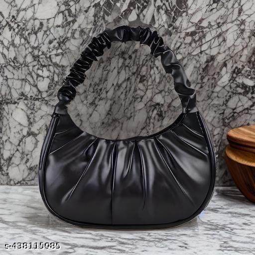 Black Ruched Handbag
