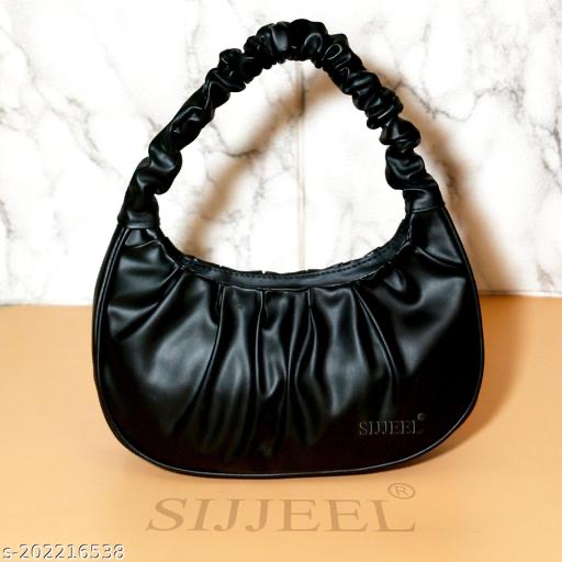 Black Ruched Handbag