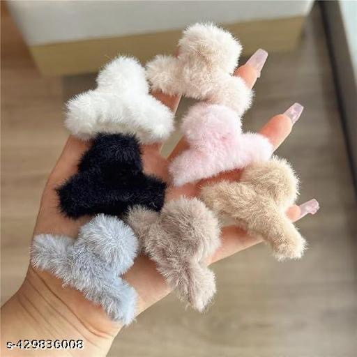 Fluffy Hair Claw Clips Set