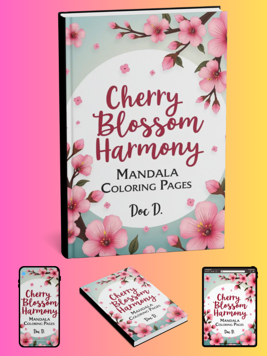 Cherry Blossom Harmony Mandala Coloring Pages