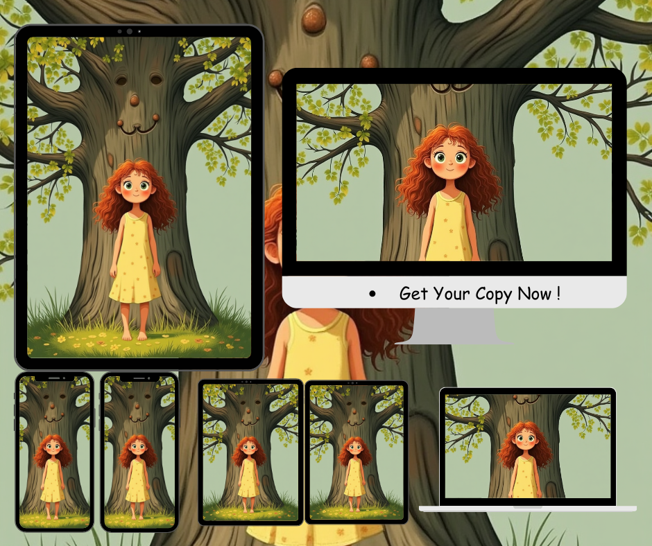 Whimsical Girl & Tree Digital Art