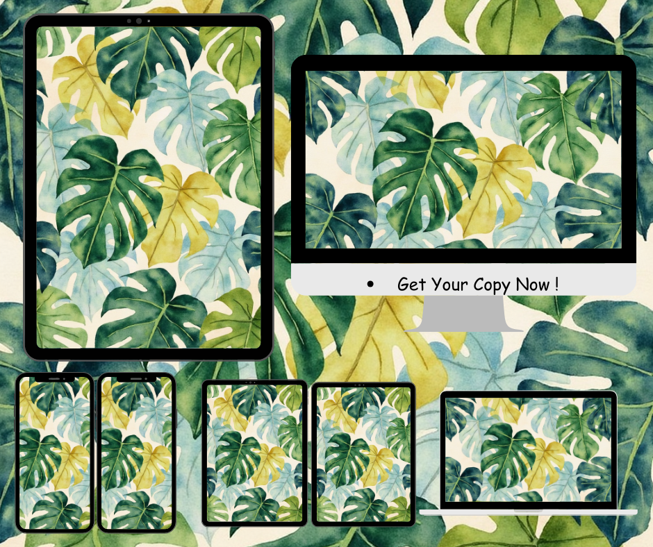 Tropical Leaves Digital Wallpaper Set