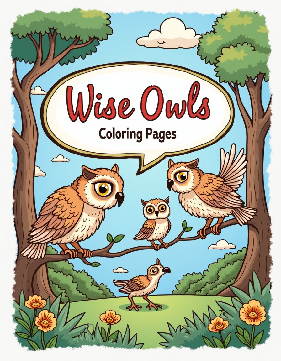 Wise Owls Coloring Pages