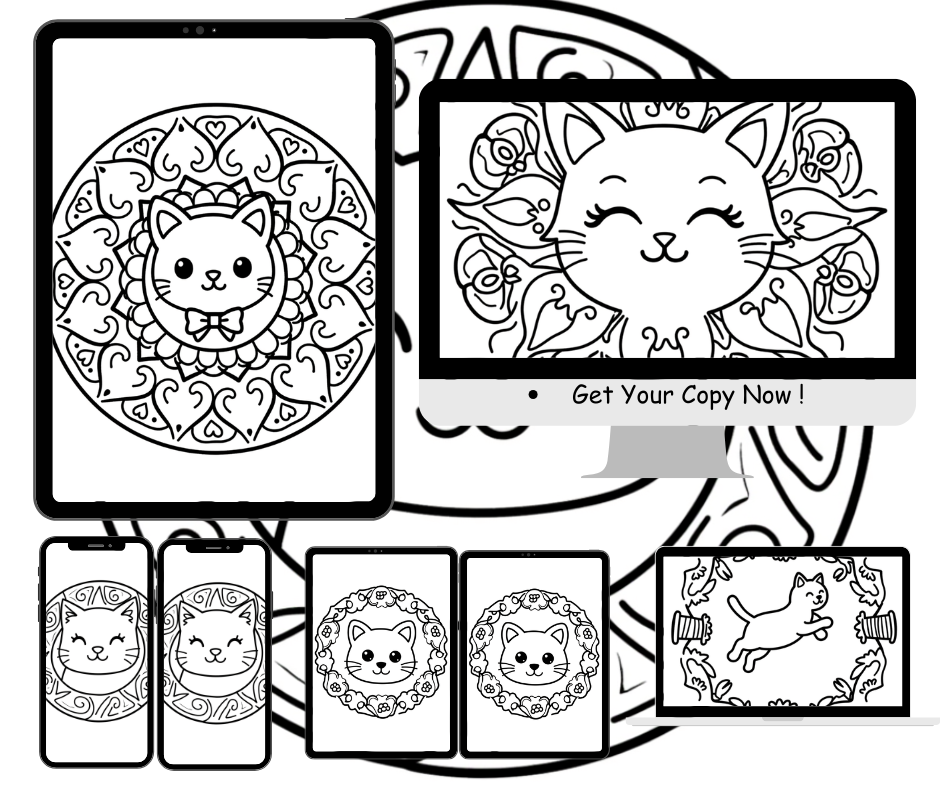 Cute Cat Mandala Coloring Pages