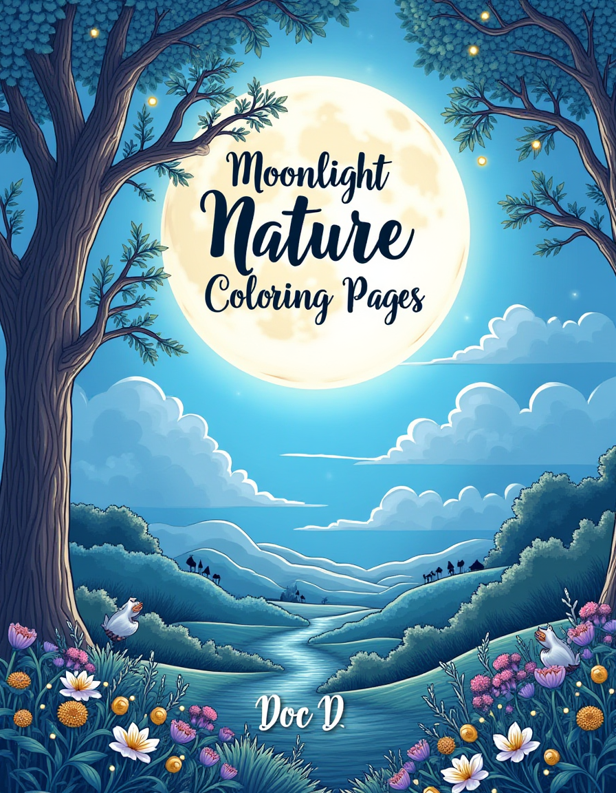 Moonlight Nature Coloring Pages