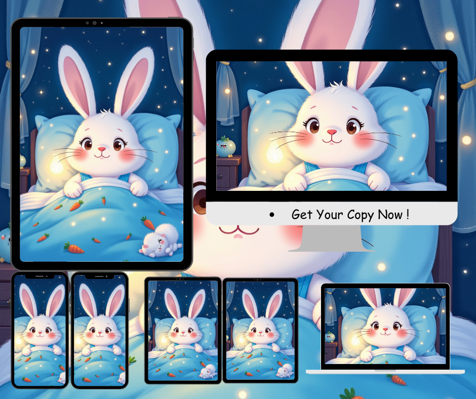 Cute Bunny Digital Wallpaper