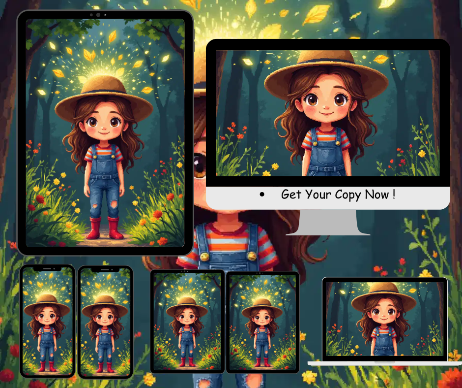 Digital Art Print - Girl in Straw Hat