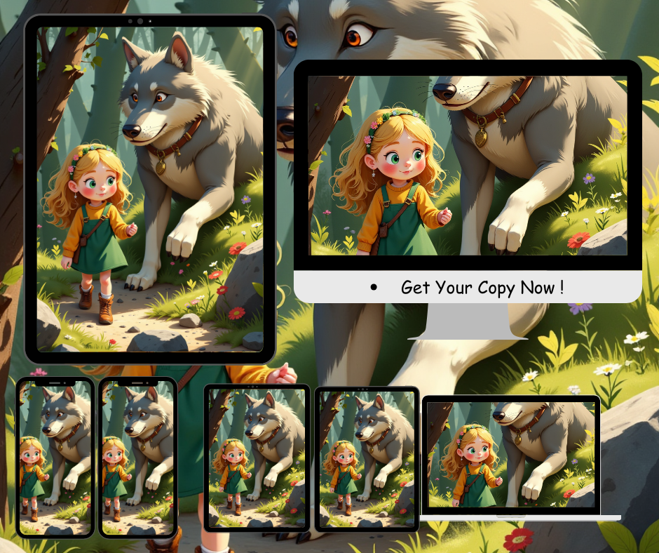 Little Girl and Wolf Forest Adventure 