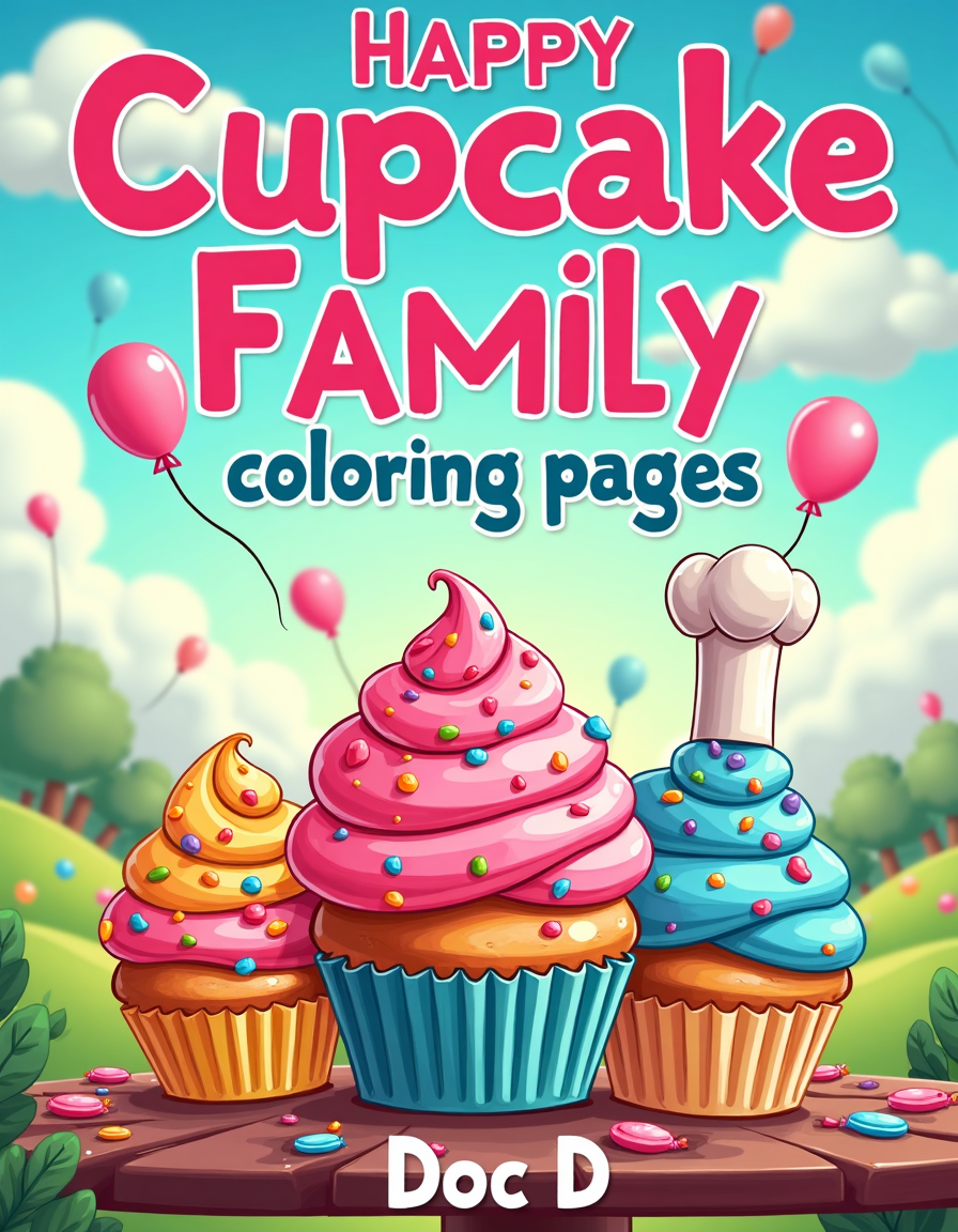 Happy Cupcake Family Coloring Pages
