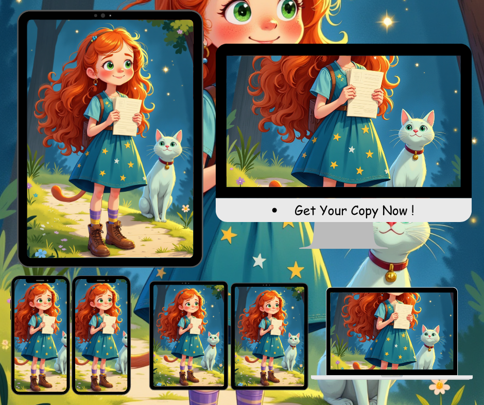 A Red-Haired Girl and Cat