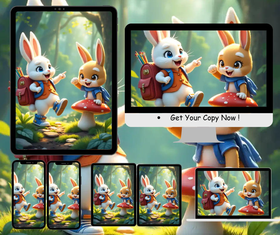 Adorable Bunny Adventure Digital Art