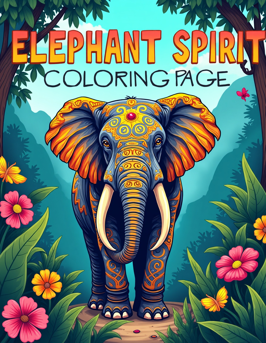 Elephant Spirit Coloring Page