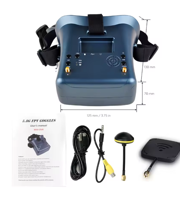 FPV 5.8G FPV Akiniai su 4.3" Ekranu, HD DVR, Diversity Imtuvu ir Baterija