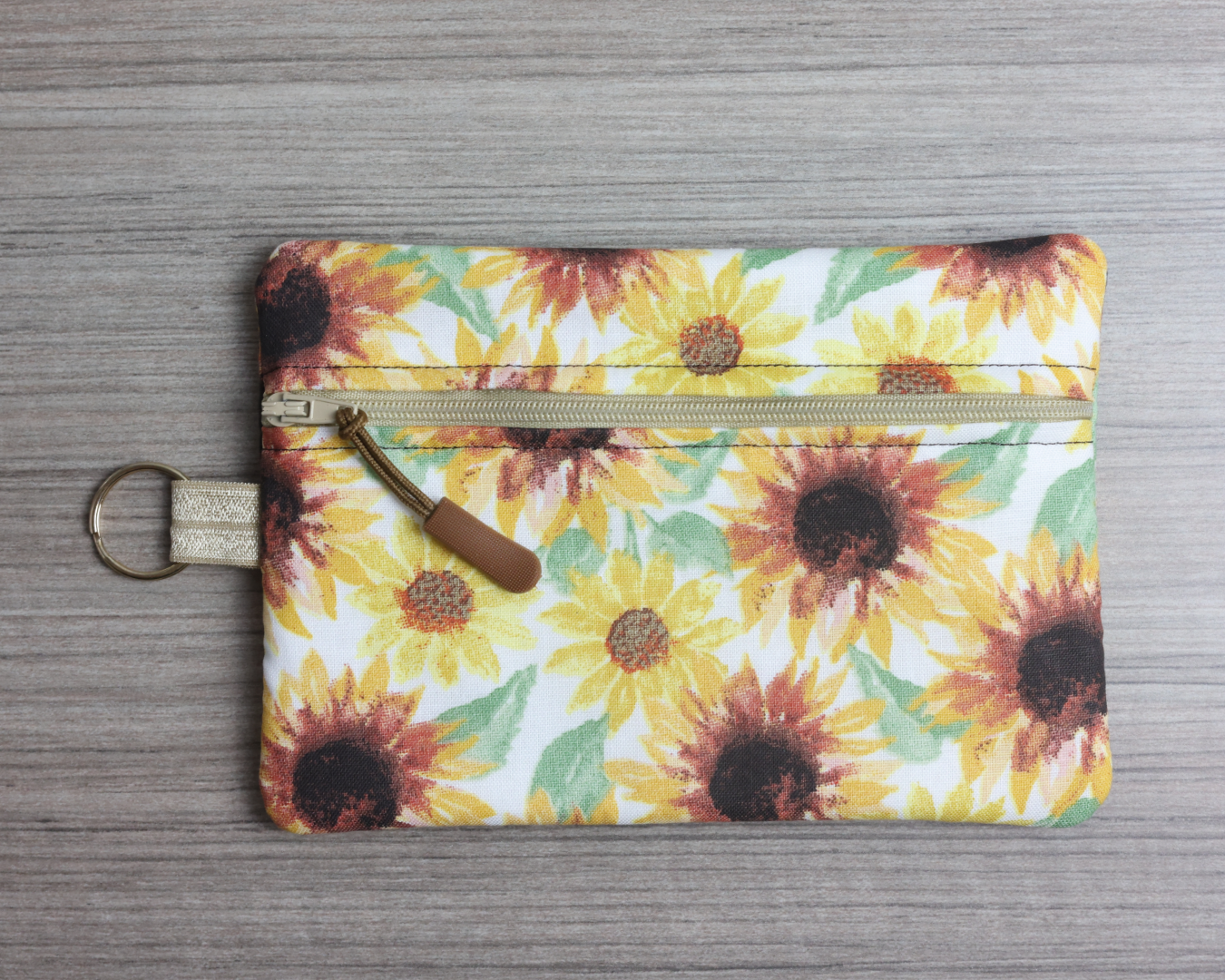 Sunflower Print Zipper Pouch