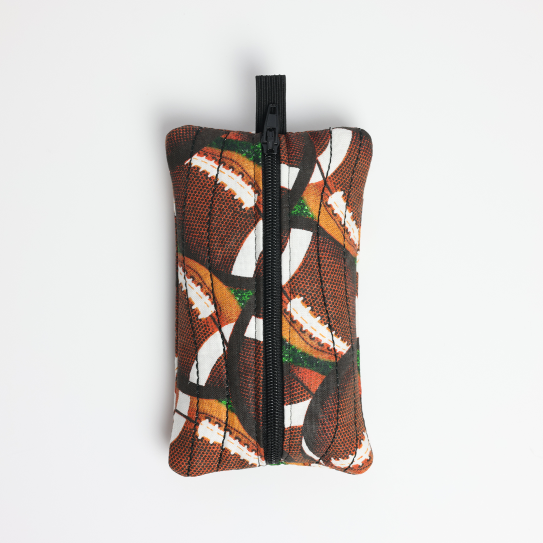 Zipper Pocket Tissue Holder - Footballs