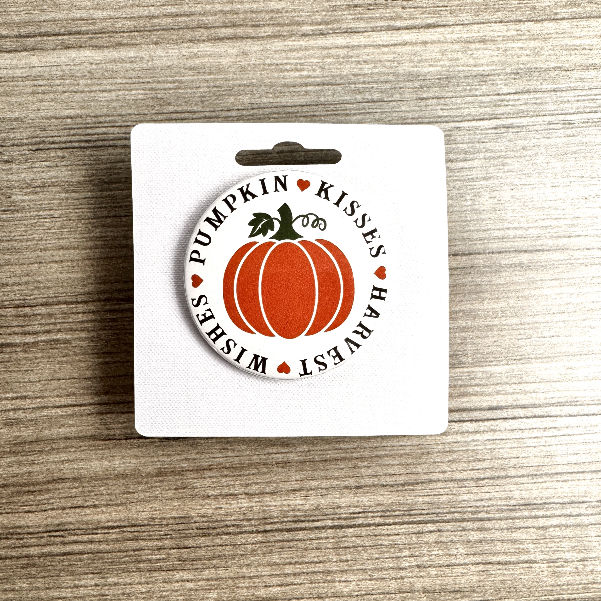 Pumpkin Kisses Harvest Wishes Pin-Back Buttons