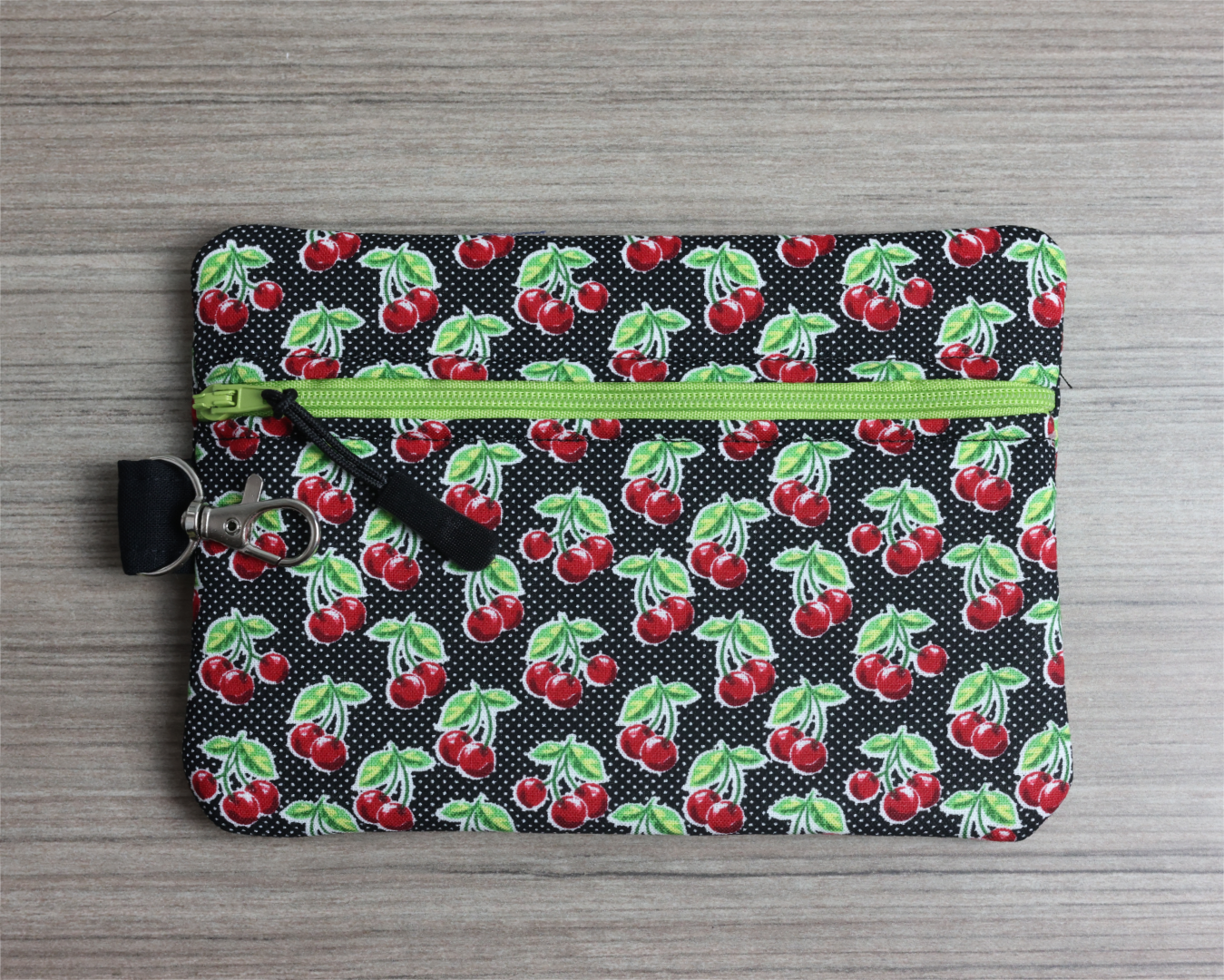 Cherry Print Zipper Pouch