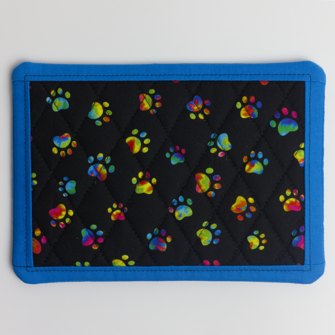 Mug Rug Paws Multi-Color Cross Pattern