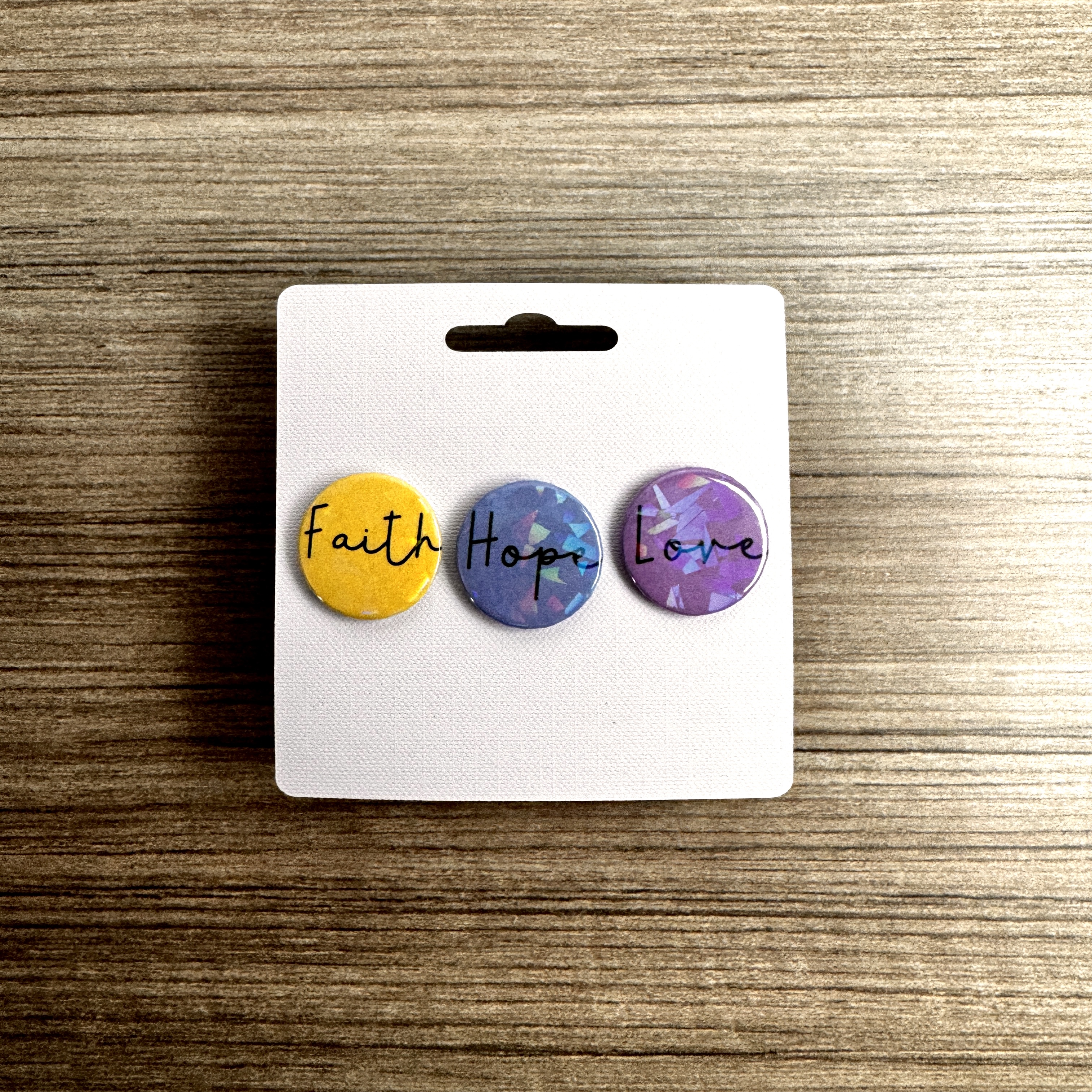Faith Hope Love Pin-Back Buttons