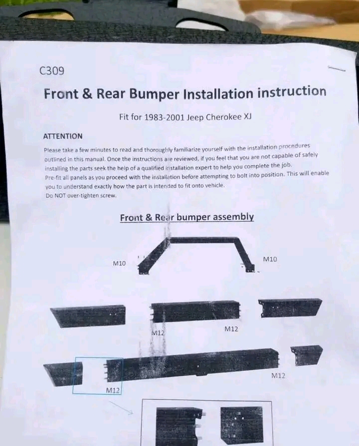 Front & rear bumper, for 1983,, 2001 Jeep Cherokee XJ