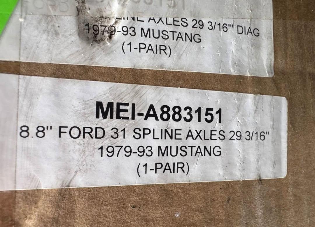 1979-93 MUSTANG MOSER 31  SPLINE 5 LUG AXLES