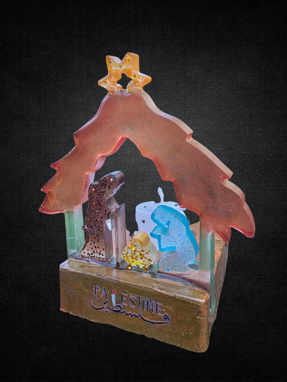 Nacimiento decorativo con portavela — Colección Sumud