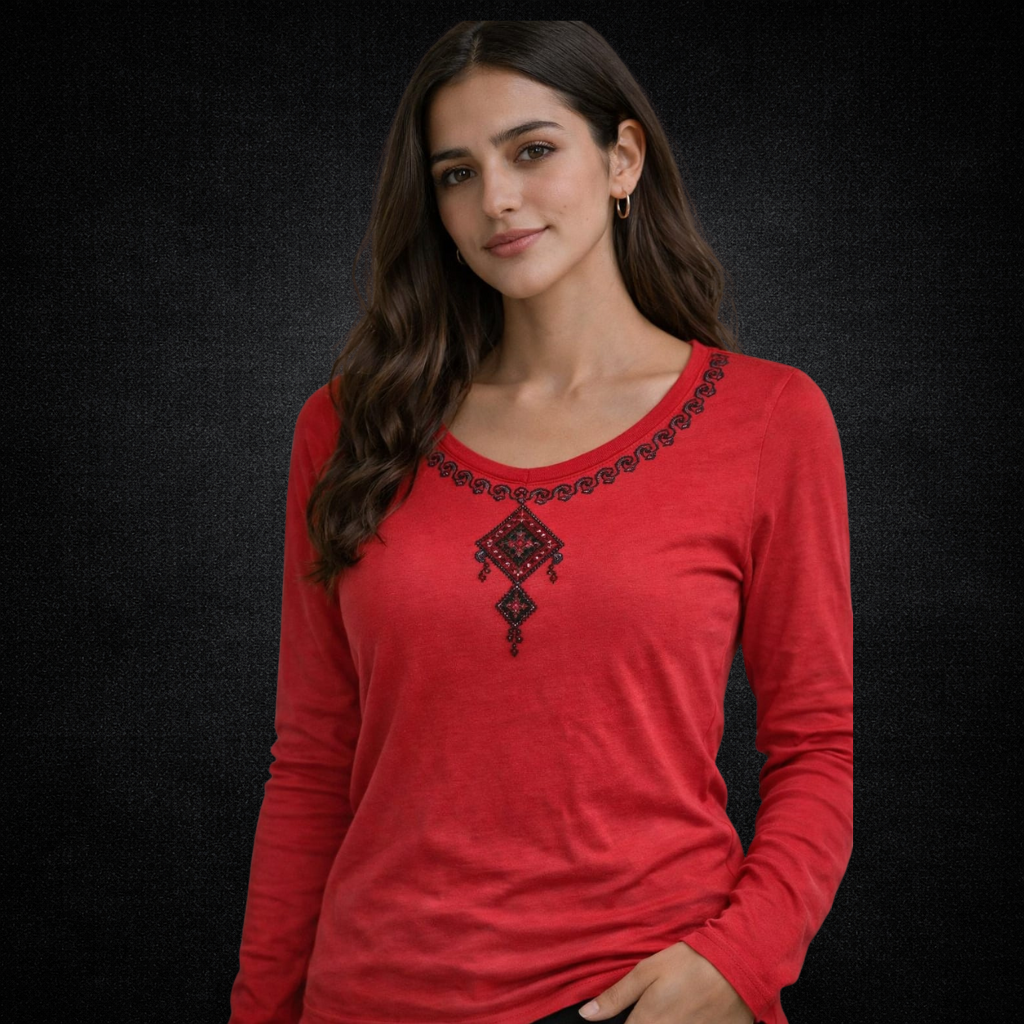 Polera Algodon Bordada Tatreez - Coleccion Sumud