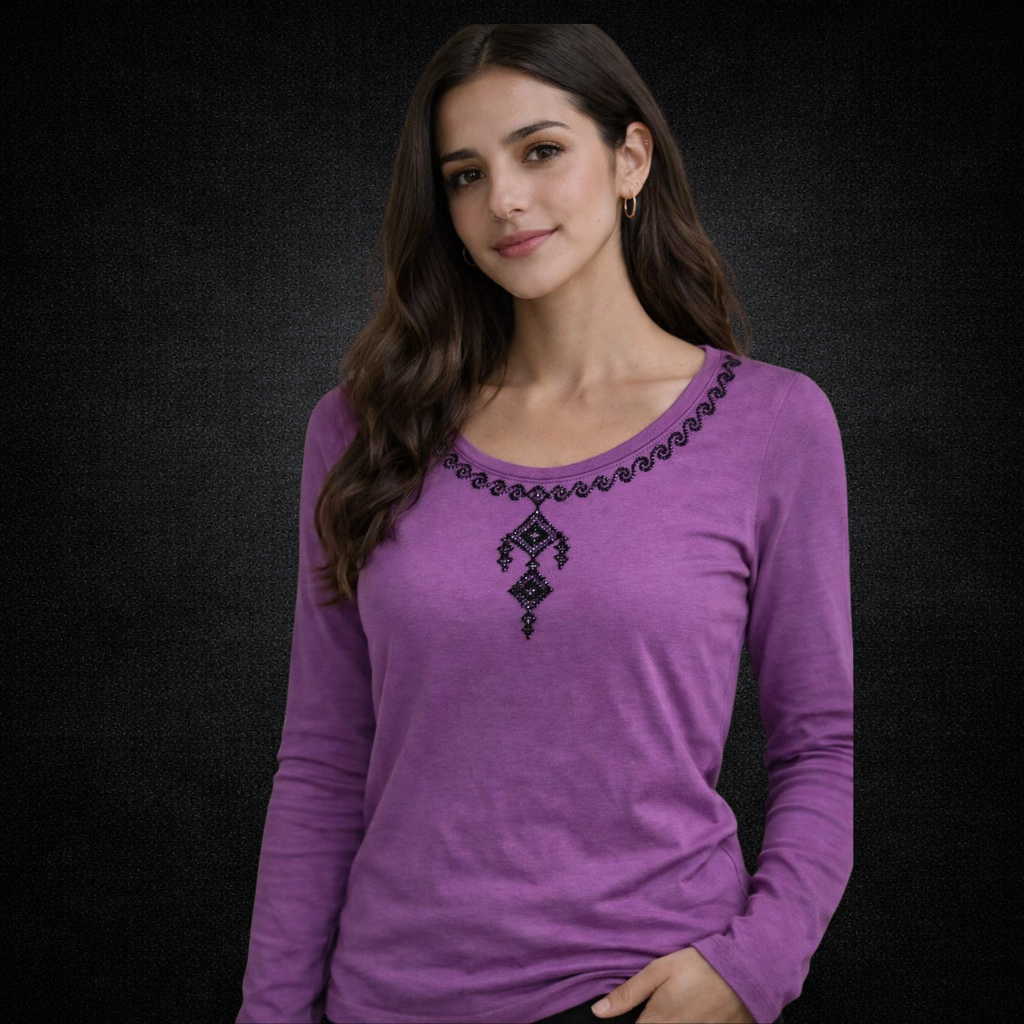 Polera Algodon Bordada Tatreez - Coleccion Sumud