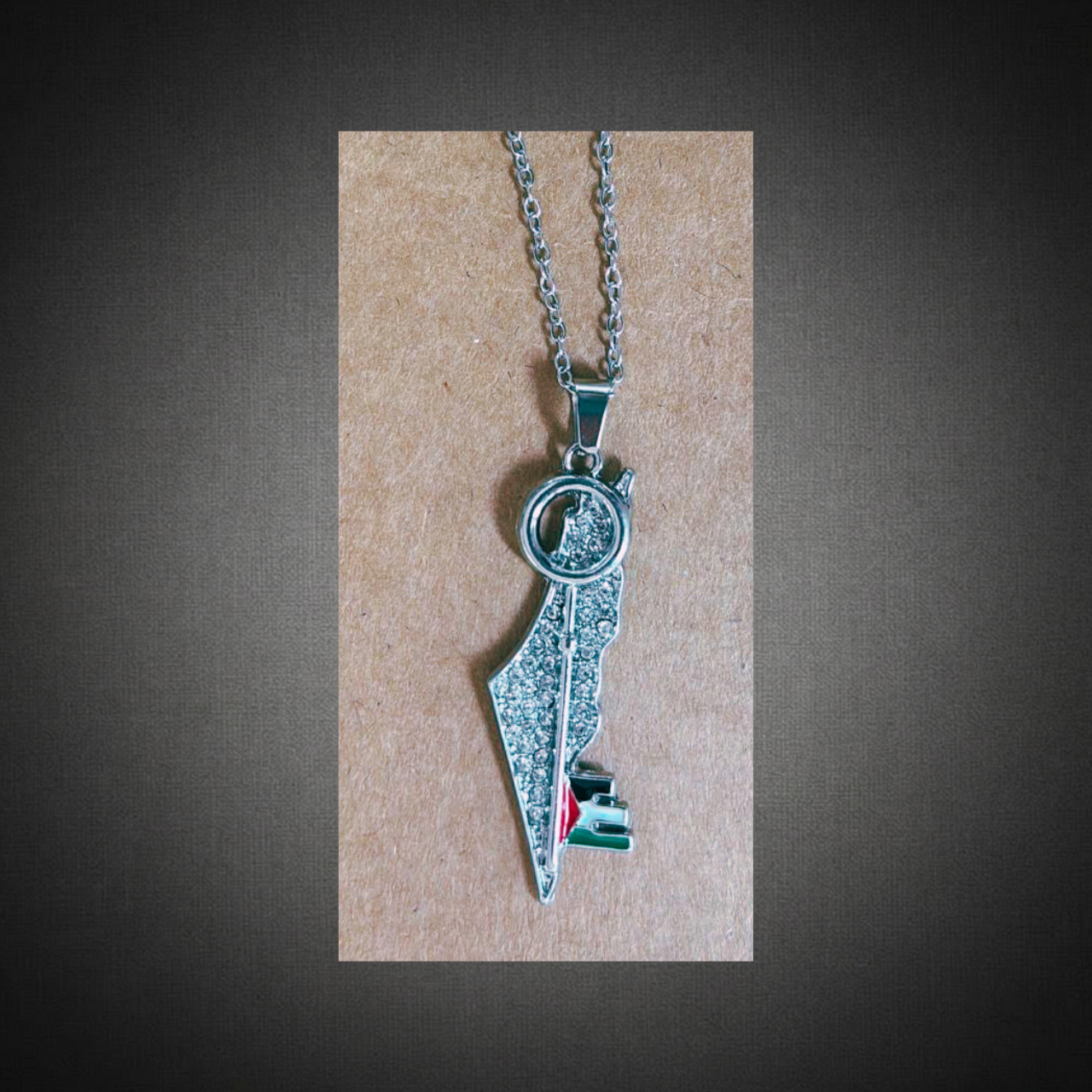 Collar Plateado Mapa Palestina y Llave | Coleccion Sumud