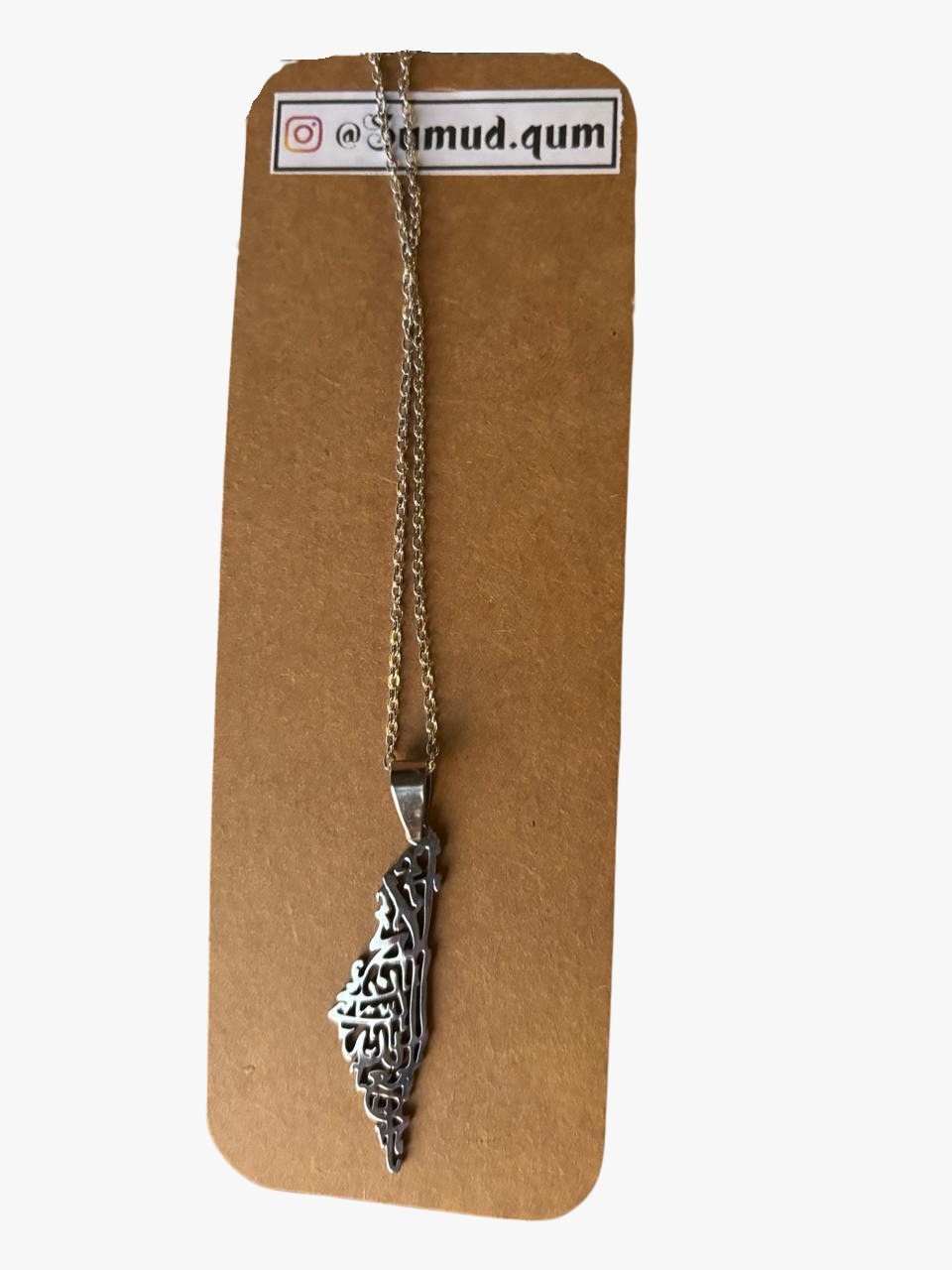 Palestine map silver necklace