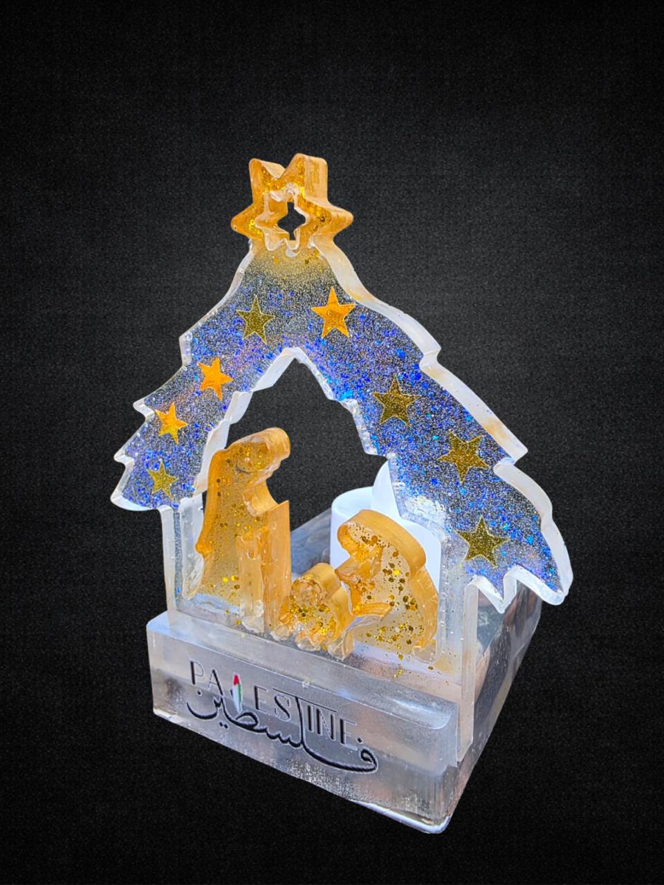 Nacimiento decorativo con portavela — Colección Sumud