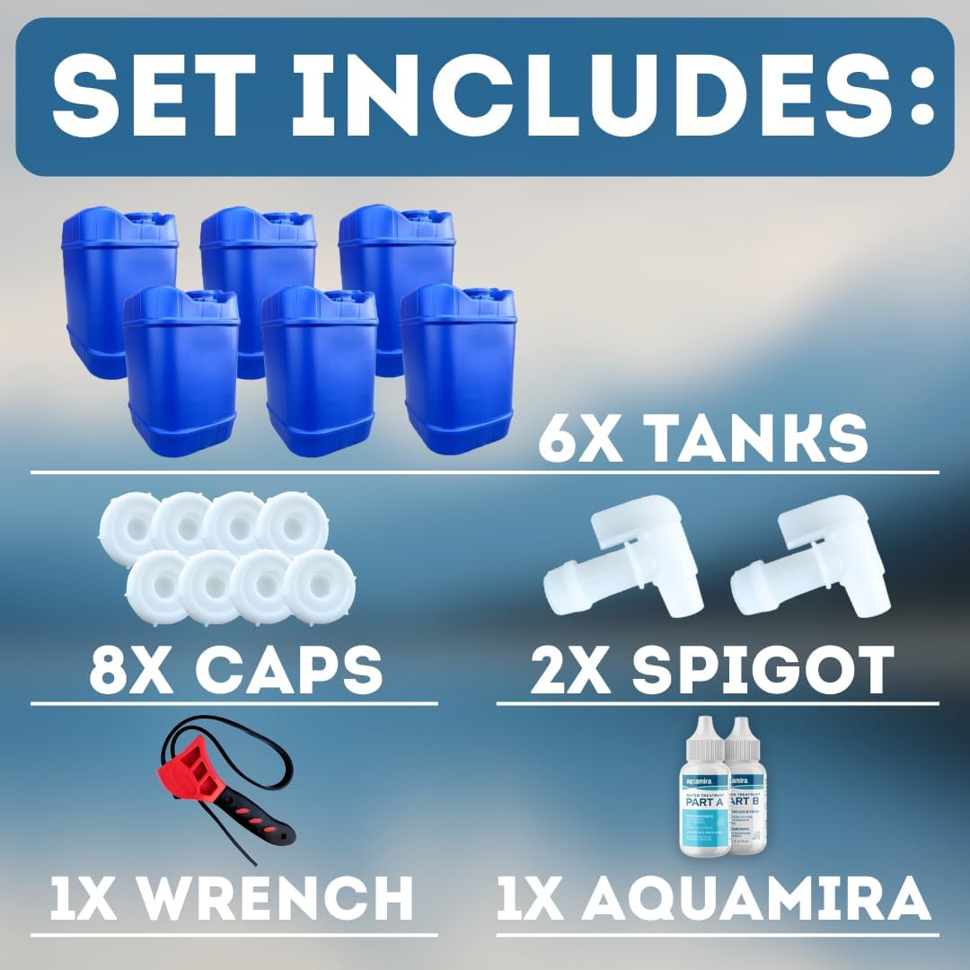 Water | Storage | Containers 5 Gal x 6 w/ Treatment (30 Gal)