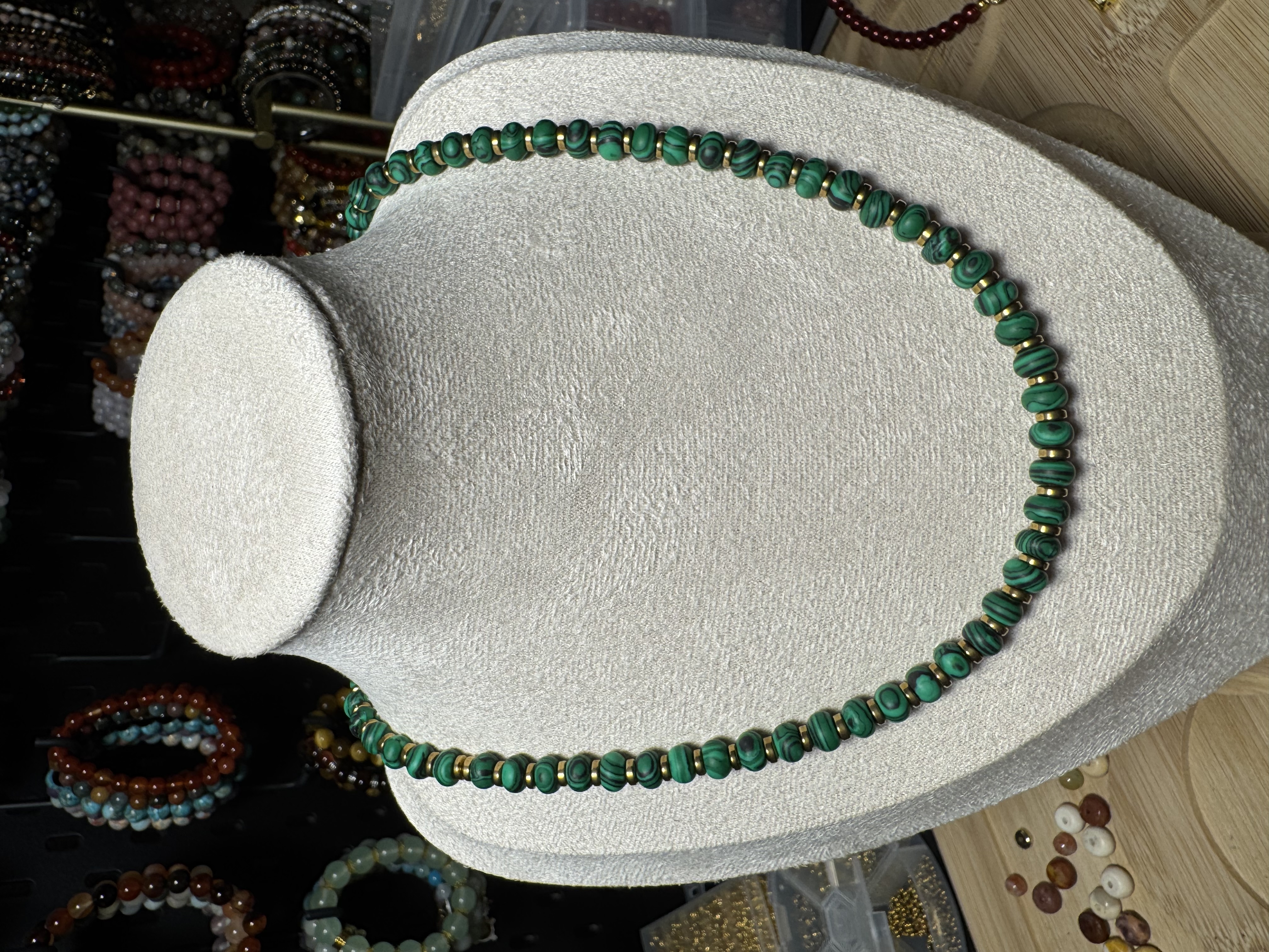 Natural Malachite Beaded Necklace
