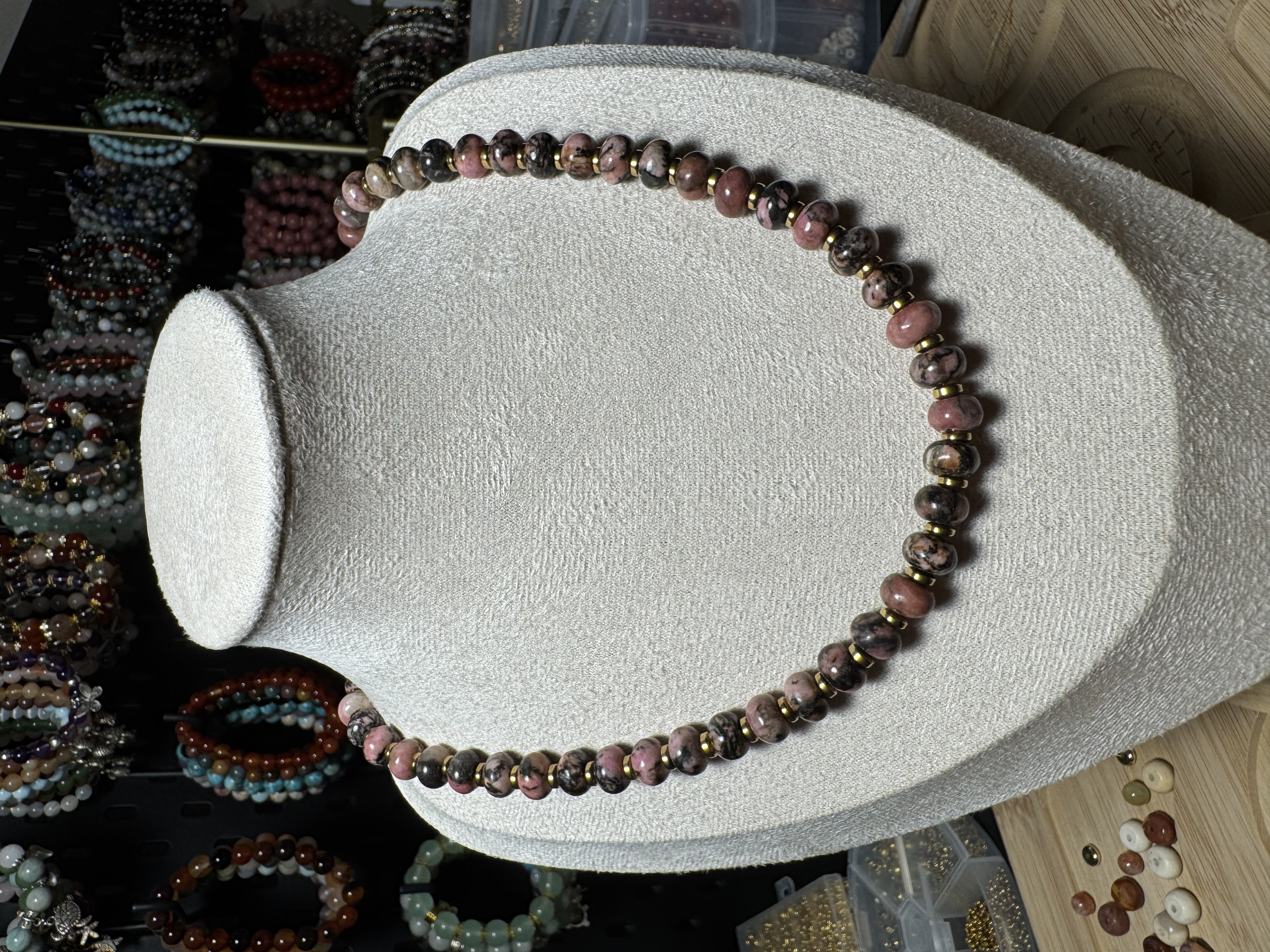 Natural Rhodonite Beaded Necklace