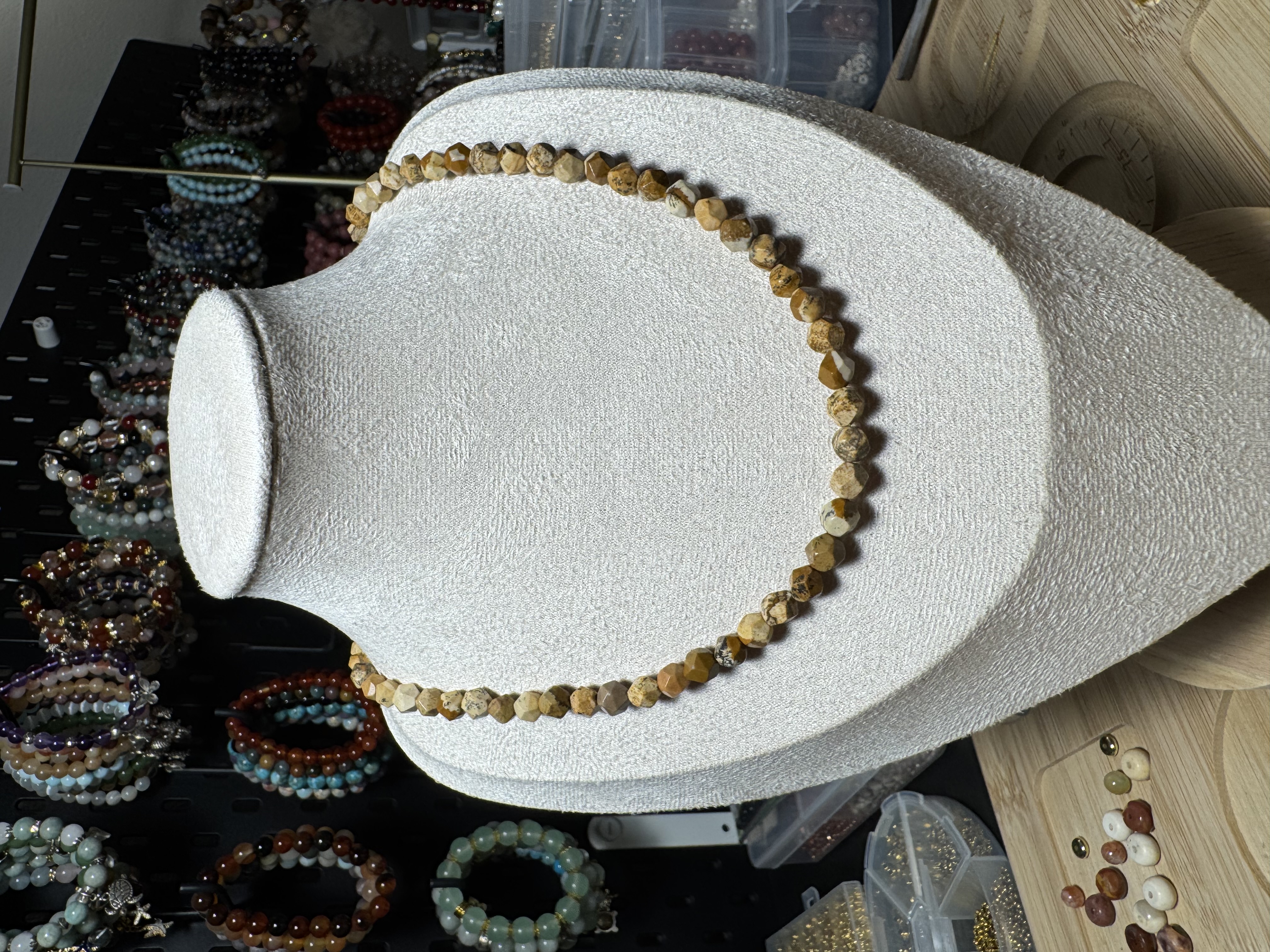 Natural Picture Jasper Faceted Beaded Necklace