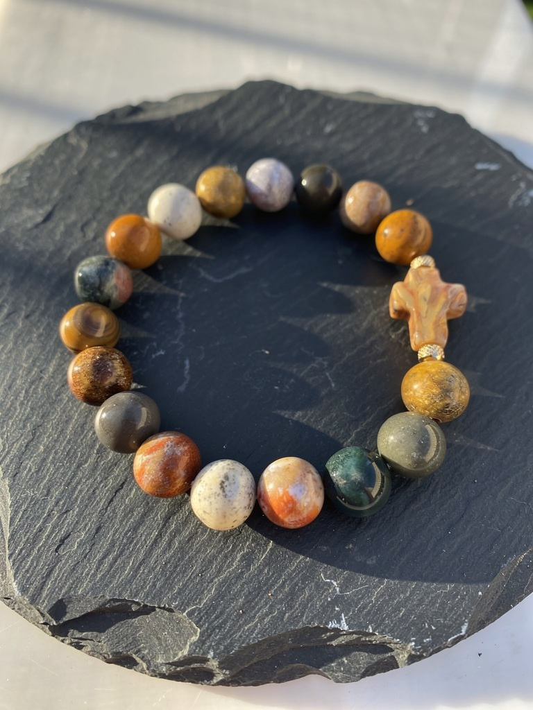 Ocean Jasper with Agate Cross