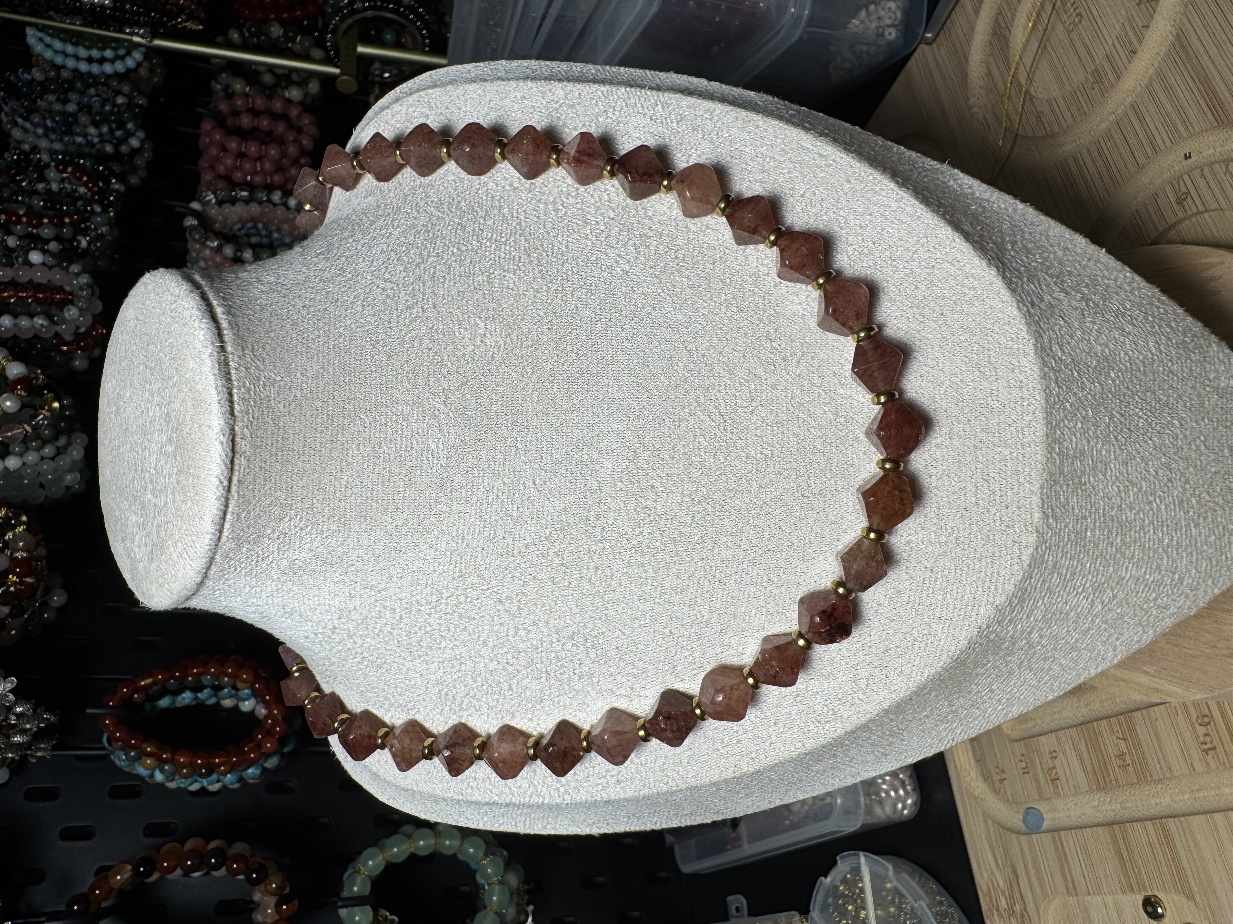 Diamond Shaped Strawberry Quartz