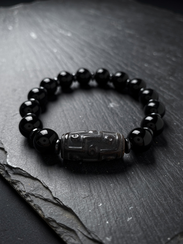 Black Onyx Bead Bracelet 