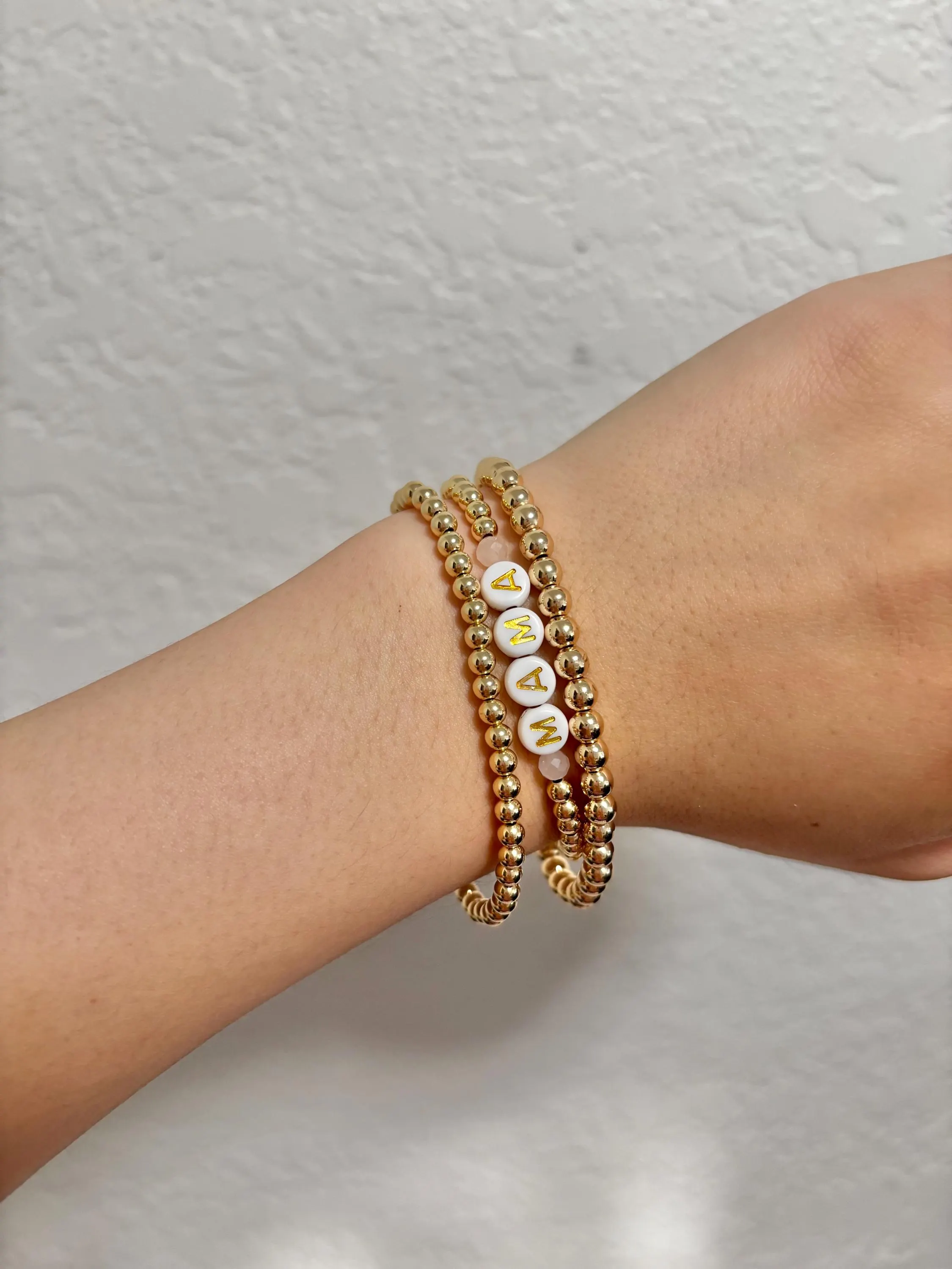 MAMA Gold Beaded Stretch Bracelet